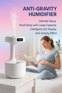 Anti-Gravity Water Droplet Humidifier with LED Clock | 800ml Cool Mist Ultrasonic Air Purifier for Bedroom, Desk & Home Decor – Type-C Powered & Silent Operation - Kalesh Monk