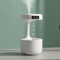 Anti-Gravity Water Droplet Humidifier with LED Clock | 800ml Cool Mist Ultrasonic Air Purifier for Bedroom, Desk & Home Decor – Type-C Powered & Silent Operation - Kalesh Monk