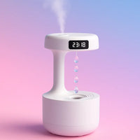 Anti-Gravity Water Droplet Humidifier with LED Clock | 800ml Cool Mist Ultrasonic Air Purifier for Bedroom, Desk & Home Decor – Type-C Powered & Silent Operation - Kalesh Monk