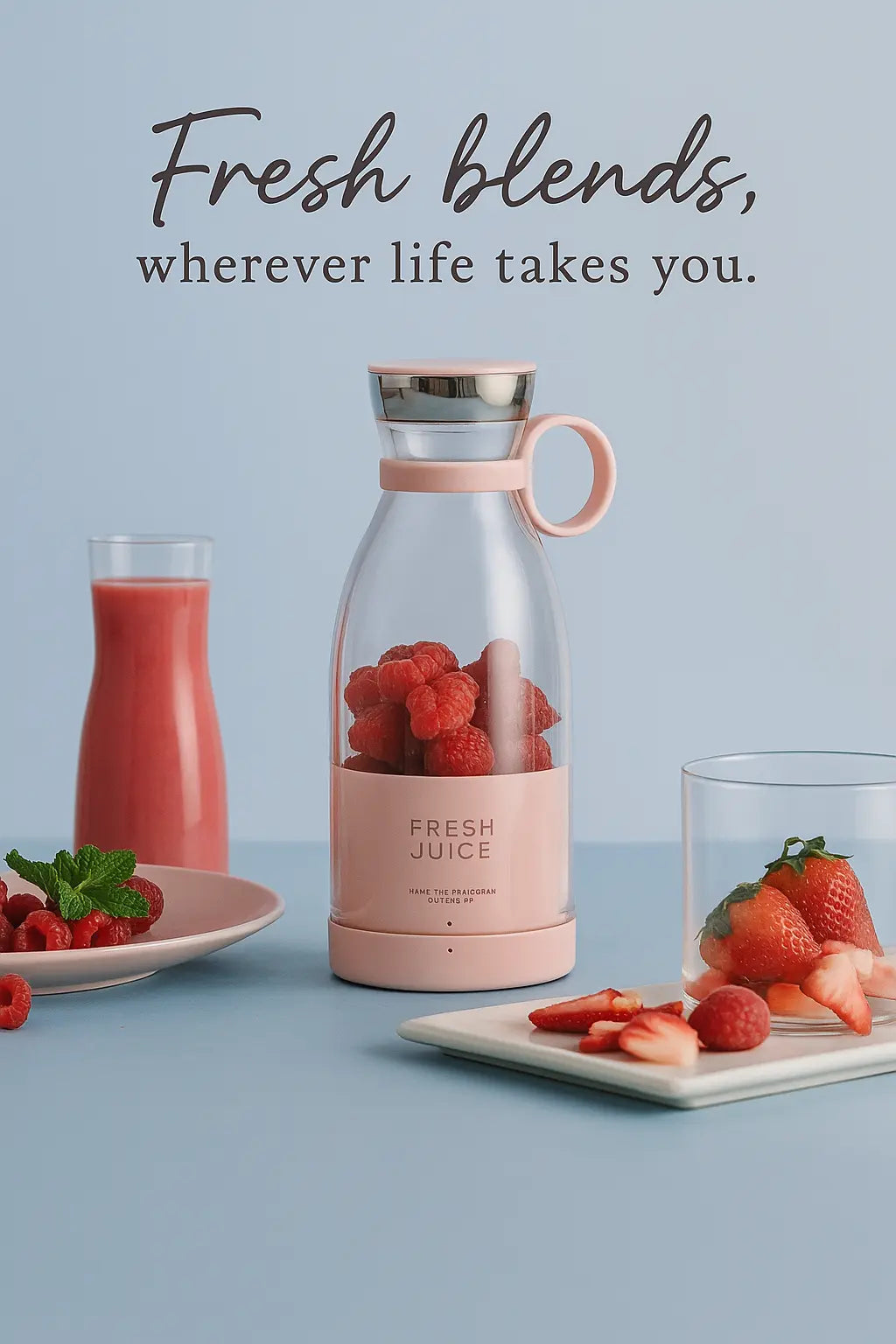 Traveller Portable Blender 2.0 – USB Rechargeable Personal Smoothie & Protein Shake Maker | Mini Juicer for Gym, Travel, Office & Home Use (400ml, BPA-Free) - Kalesh Monk