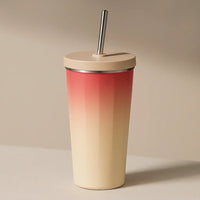 Gradient Stainless Steel Vacuum Insulated Tumbler with Lid & Straw | Reusable Travel Coffee Cup for Hot & Cold Drinks – 500ml