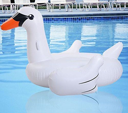 Swan pool inflatables boat,Water inflatable little swan floating row pvc blowing white swan floating bed for pool in hot summers. - Kalesh Monk