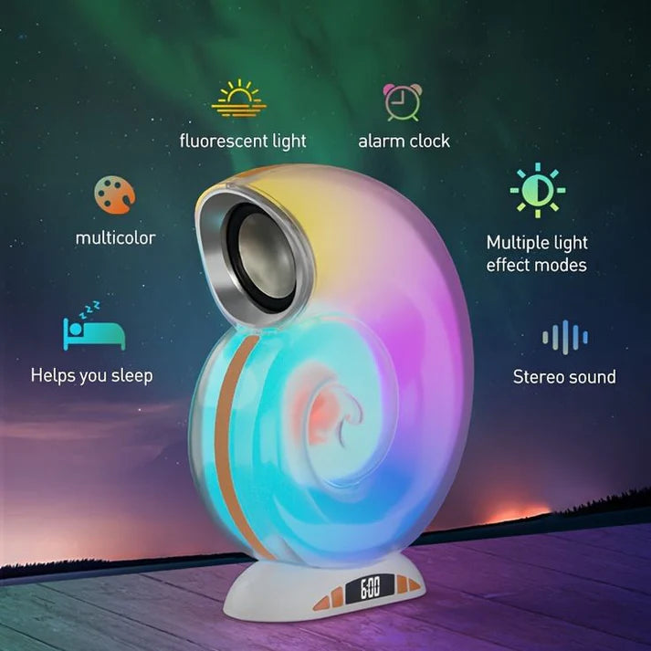 Conch Music Light Lamp, Desktop Smart Speaker Atmosphere Light, Alarm Clock Wake Up Light, Symphony Dynamic Smart Night Light Table Lamp, APP Control Light Adjustment with 2000mAh Battery - Kalesh Monk