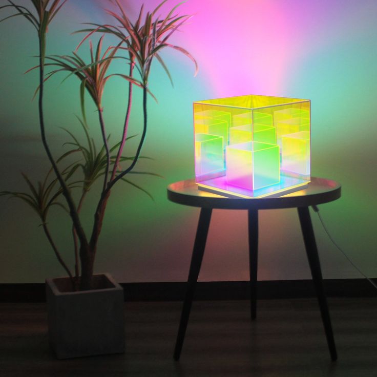 RGB Tesseract Cube Rechargeable Table Lamp