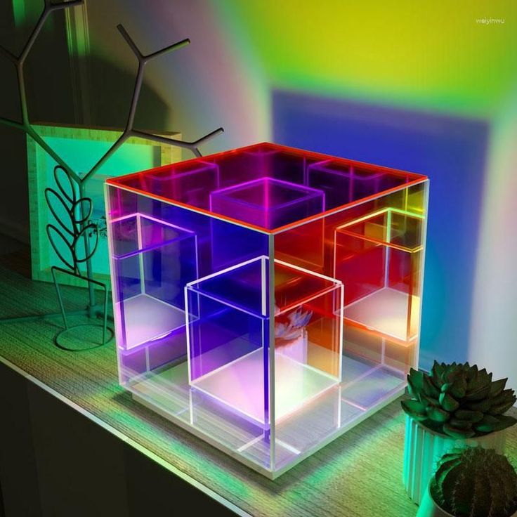 RGB Tesseract Cube Rechargeable Table Lamp