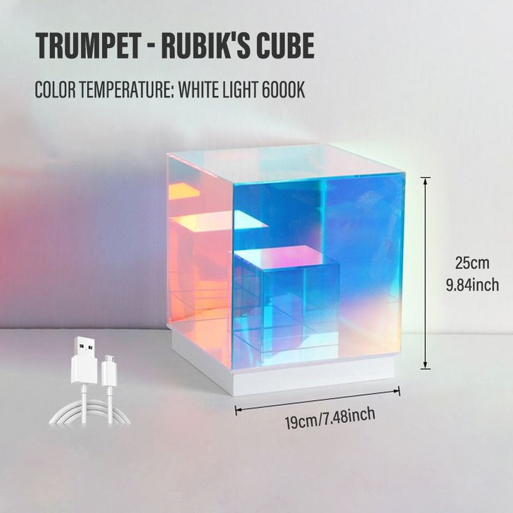 3D Art Cube Acrylic lamp, Decorative Table Lamp, Colour Changing Touch Lamp - Kalesh Monk