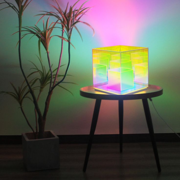 3D Art Cube Acrylic lamp, Decorative Table Lamp, Colour Changing Touch Lamp - Kalesh Monk