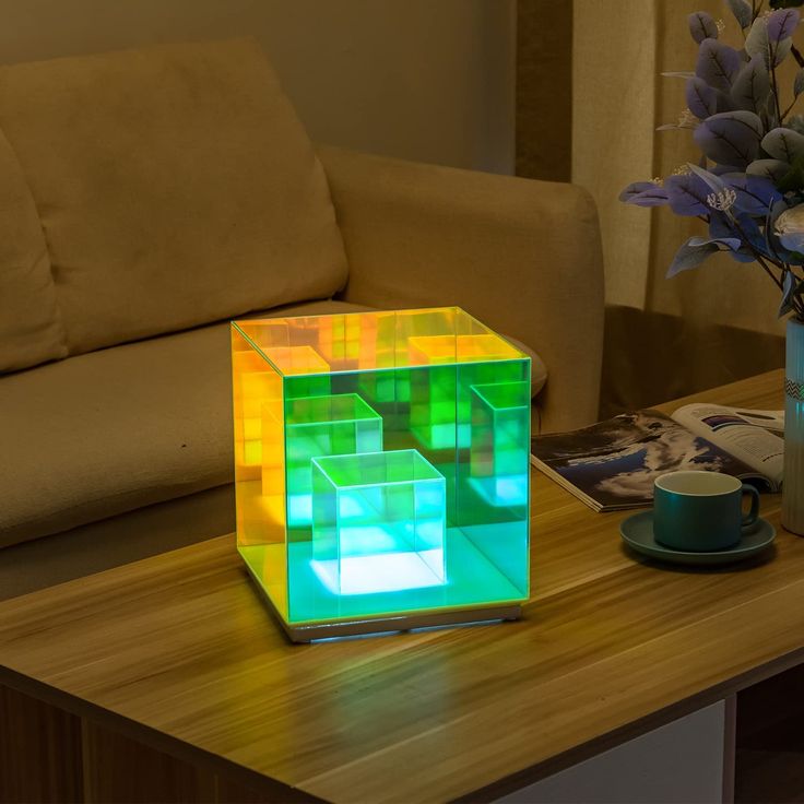 3D Art Cube Acrylic lamp, Decorative Table Lamp, Colour Changing Touch Lamp - Kalesh Monk