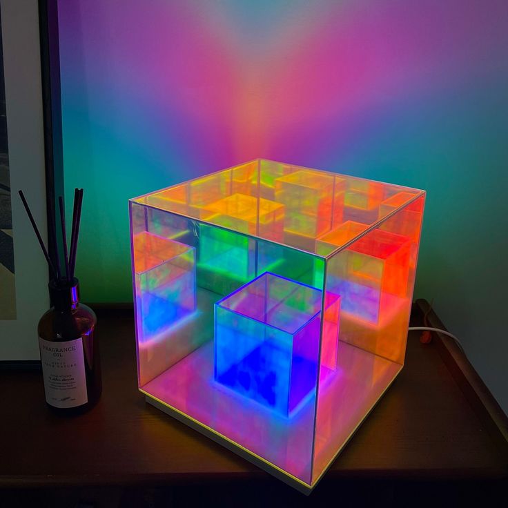 3D Art Cube Acrylic lamp, Decorative Table Lamp, Colour Changing Touch Lamp