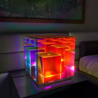 3D Art Cube Acrylic lamp, Decorative Table Lamp, Colour Changing Touch Lamp - Kalesh Monk