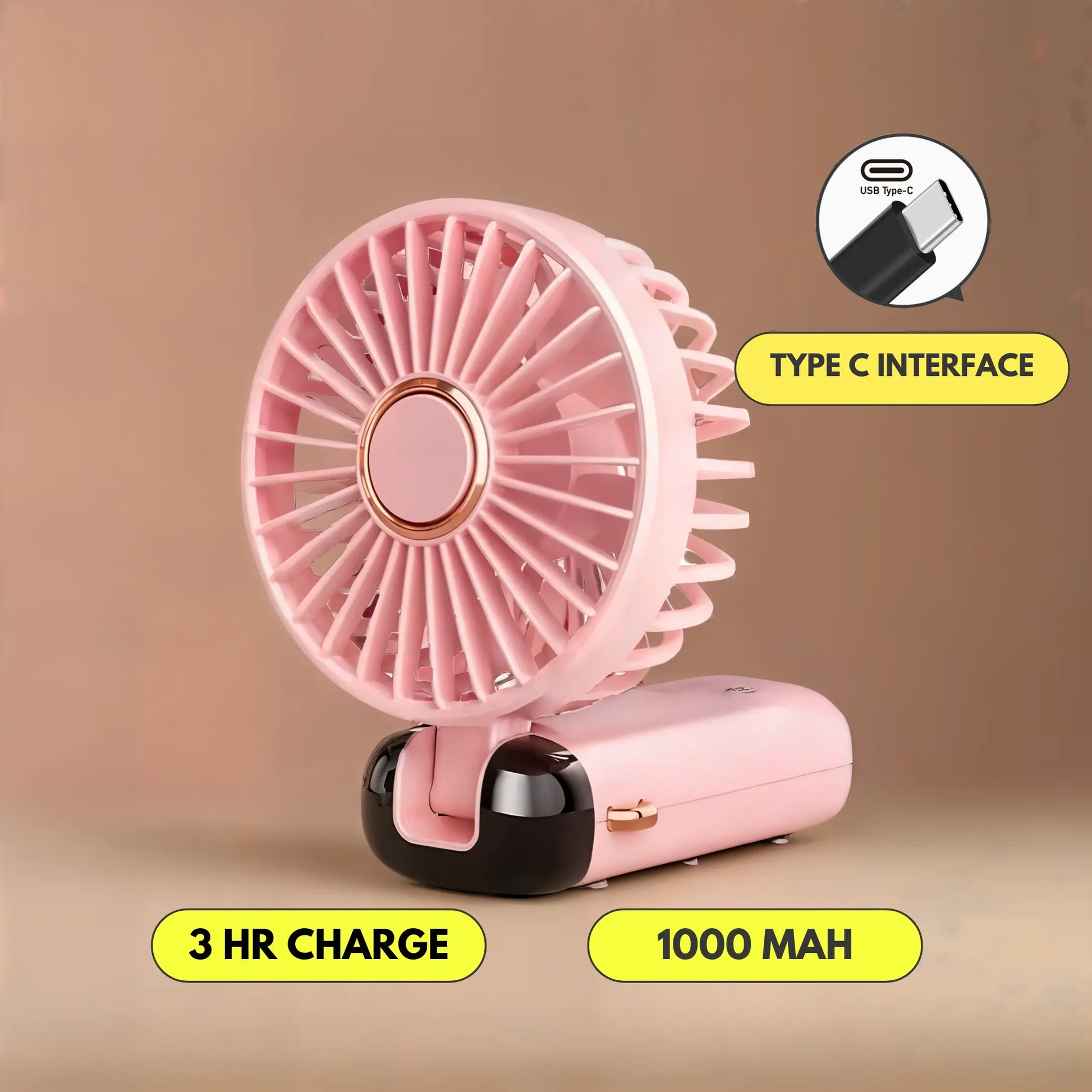 Portable Handheld Fan – Foldable, Rechargeable & USB-Powered Cooling Fan with LED Display - Kalesh Monk