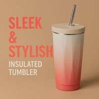 Gradient Stainless Steel Vacuum Insulated Tumbler with Lid & Straw | Reusable Travel Coffee Cup for Hot & Cold Drinks – 500ml