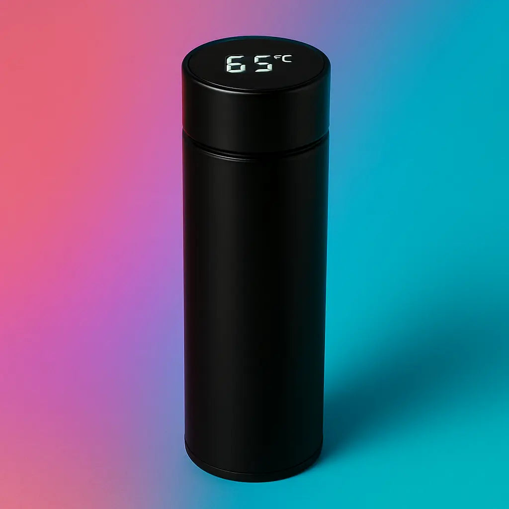 Smart LED Temperature Display Bottle – 500ml Black Stainless Steel Thermos Flask for Hot & Cold Drinks | Insulated Leakproof Travel Bottle  (Pack of 1, Black, Steel)