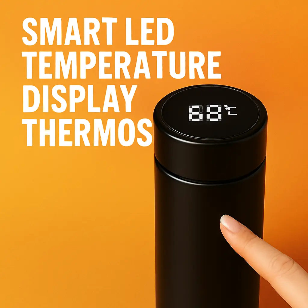 Smart LED Temperature Display Bottle – 500ml Black Stainless Steel Thermos Flask for Hot & Cold Drinks | Insulated Leakproof Travel Bottle  (Pack of 1, Black, Steel)