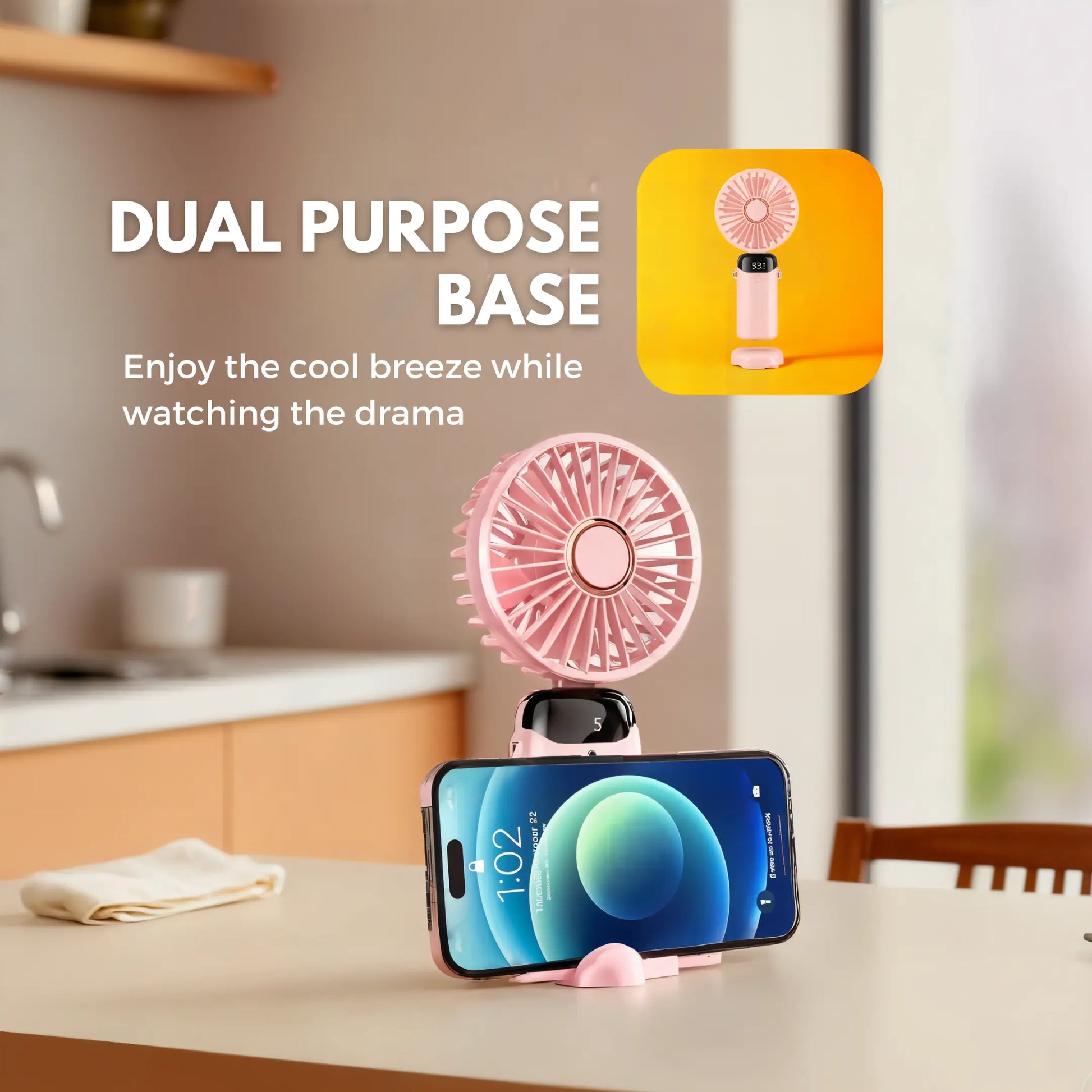 Portable Handheld Fan – Foldable, Rechargeable & USB-Powered Cooling Fan with LED Display - Kalesh Monk