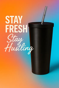 Tumbler Bottle | Tumbler with Straw and Lid, Insulated Tumbler, Double Wall Insulated Travel Tumbler, Hot & Cold Thermos Sipper, Stainless Steel Leak Proof (Black)