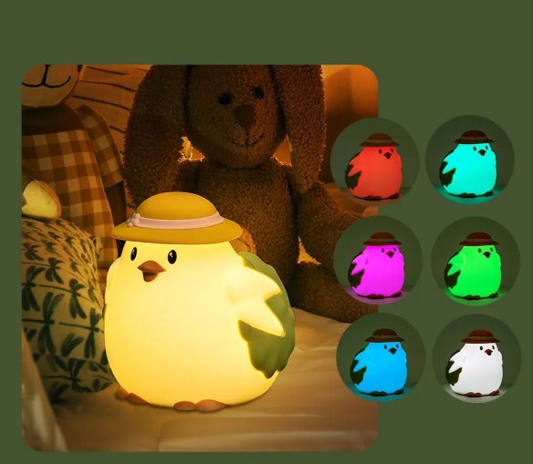 Chicken Silicone LED Night Light with Adjustable Touch Sensor USB Rechargeable for Bedroom