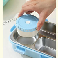 Stainless Steel Bento Lunch Box (3 Grid) With Bowl - Kalesh Monk