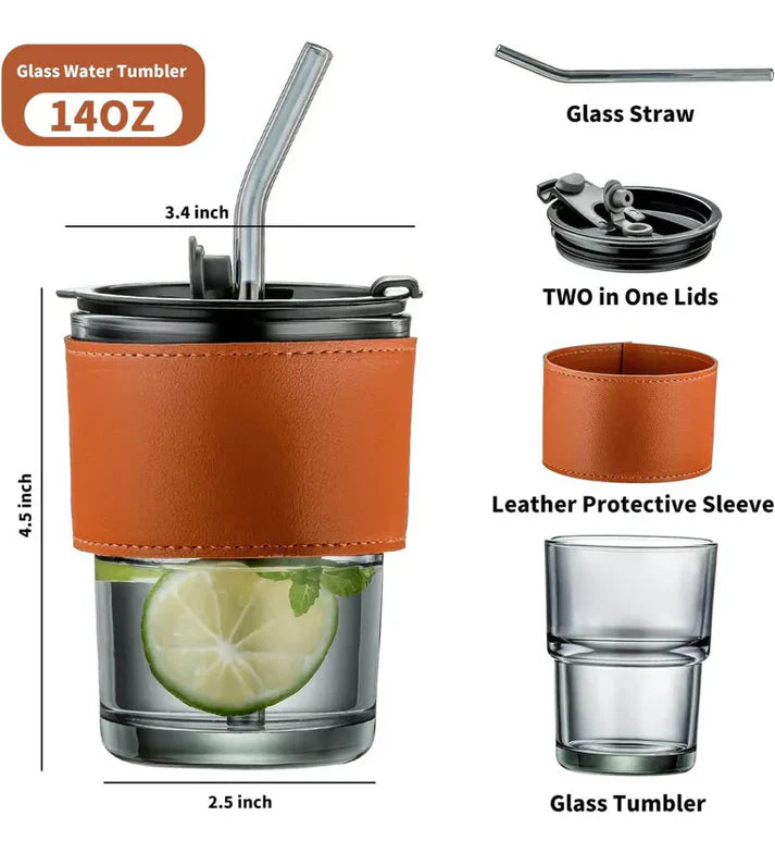 Leather glass tumbler - Kalesh Monk