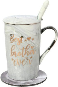 Best Brother Ever Gifts for Raksha Bandhan Ceramic Coffee Mug (400 ml) - Kalesh Monk