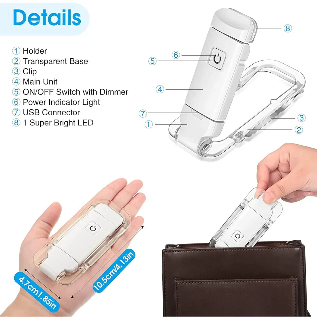 Rechargeable Book Reading Light | Brightness and Temperature Adjustable - Kalesh Monk