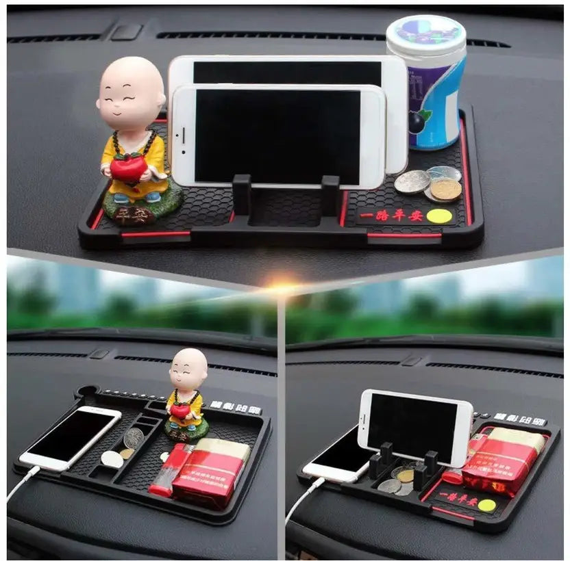 Multifunction Anti-Slip Car Dashboard Mat Pad with Tray and Parking Phone Number Mobile Holder - Kalesh Monk