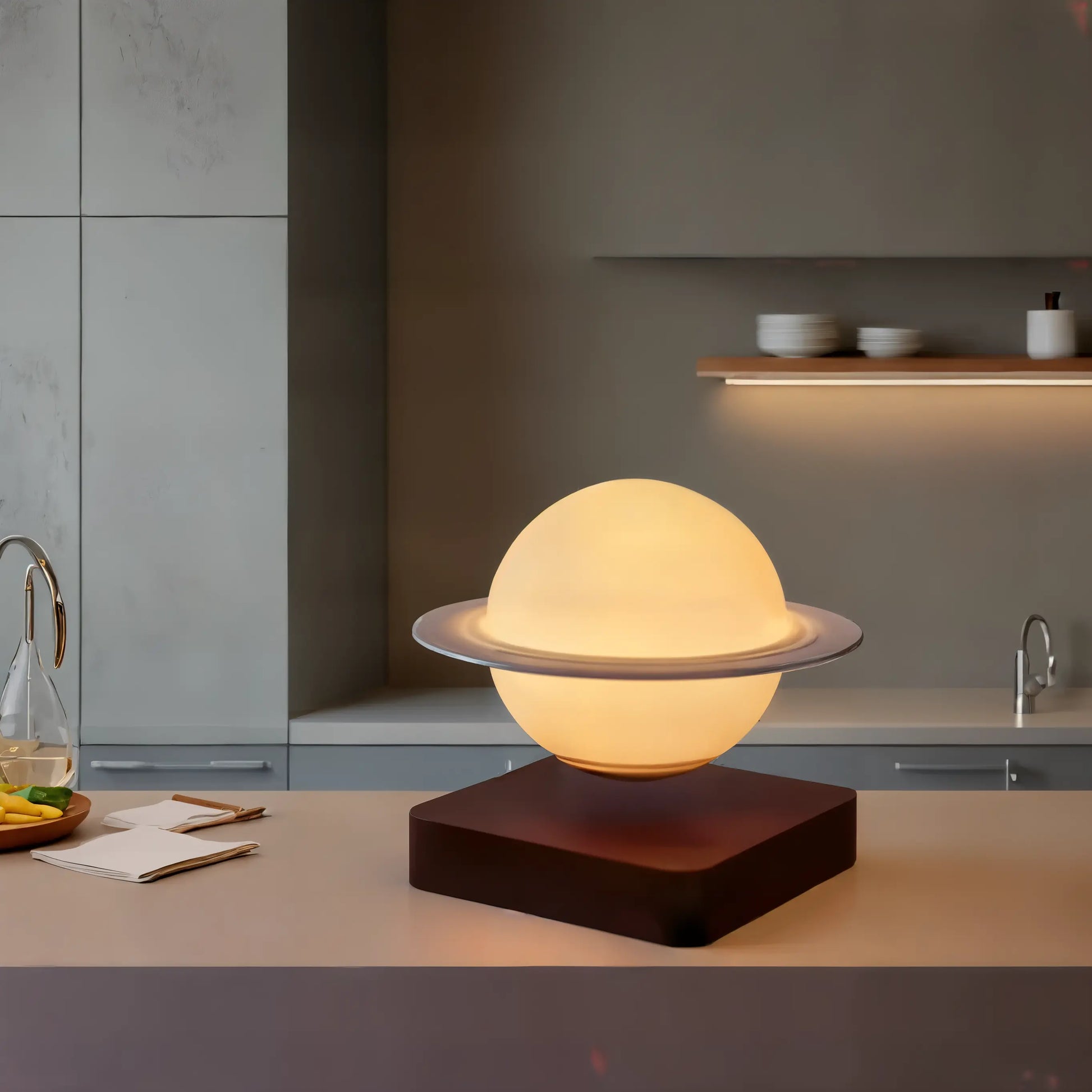 Magnetic Levitation Saturn Lamp Night Light LED 3D Printing Floating Lamp 360° Rotating Lamp Global Desk Lamp for Living Room Bedroom Decor - Kalesh Monk