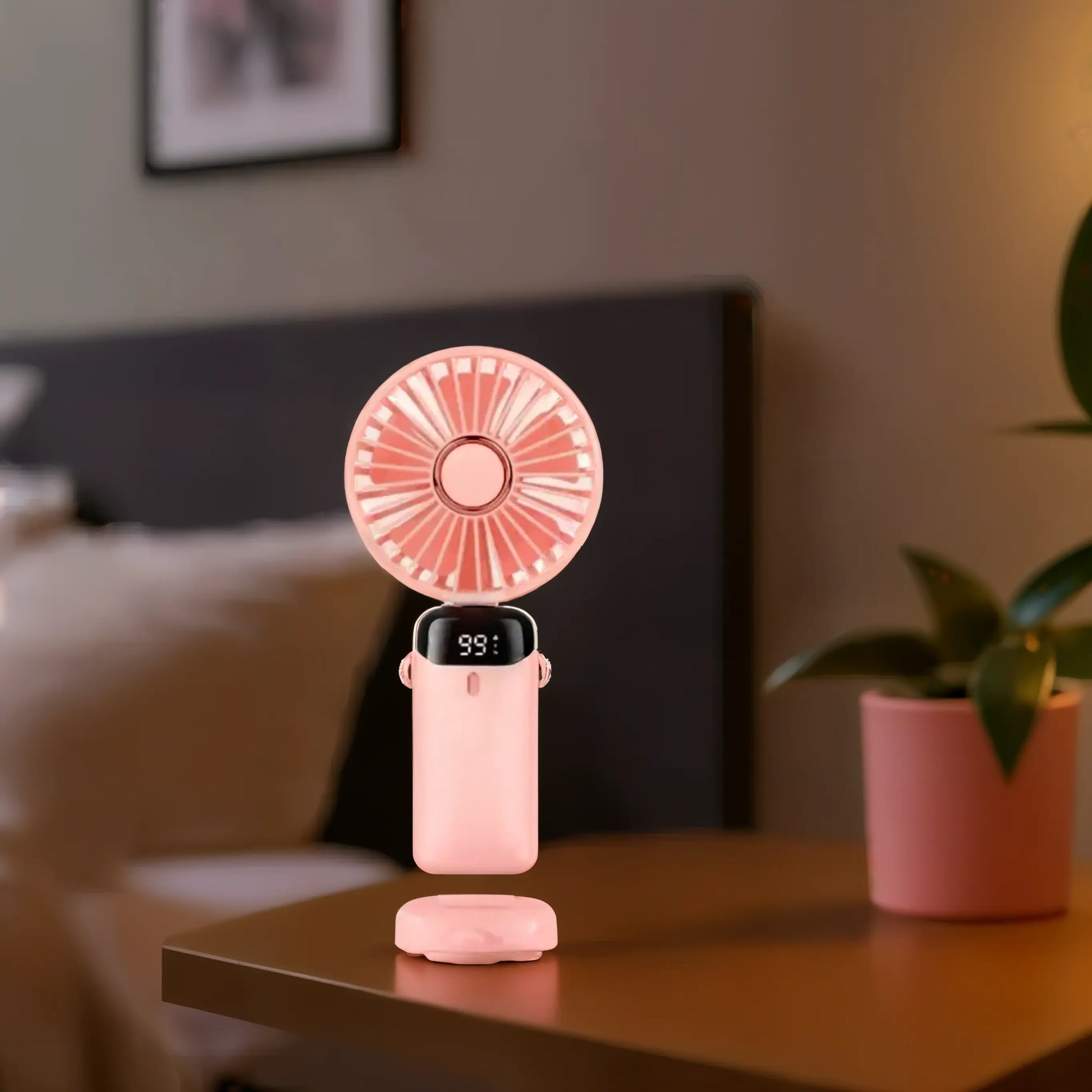 Portable Handheld Fan – Foldable, Rechargeable & USB-Powered Cooling Fan with LED Display - Kalesh Monk