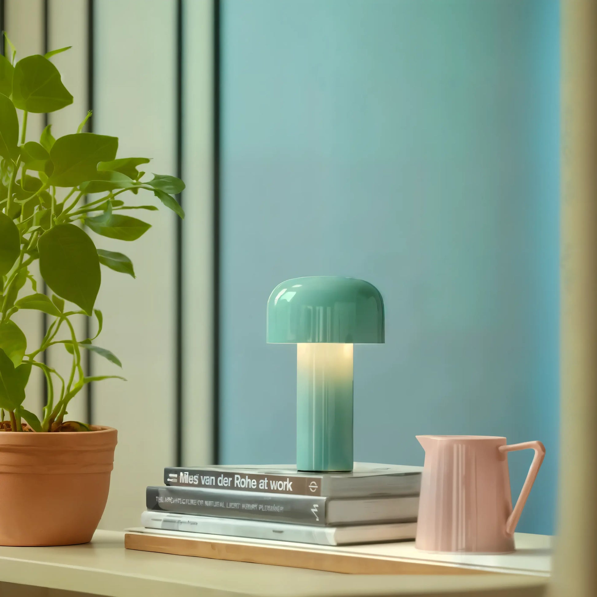 Mushroom-Top Rechargeable LED Table Lamp – Touch Dimming, Cordless Modern Desk & Bedside Light with Sleek Finish - Kalesh Monk