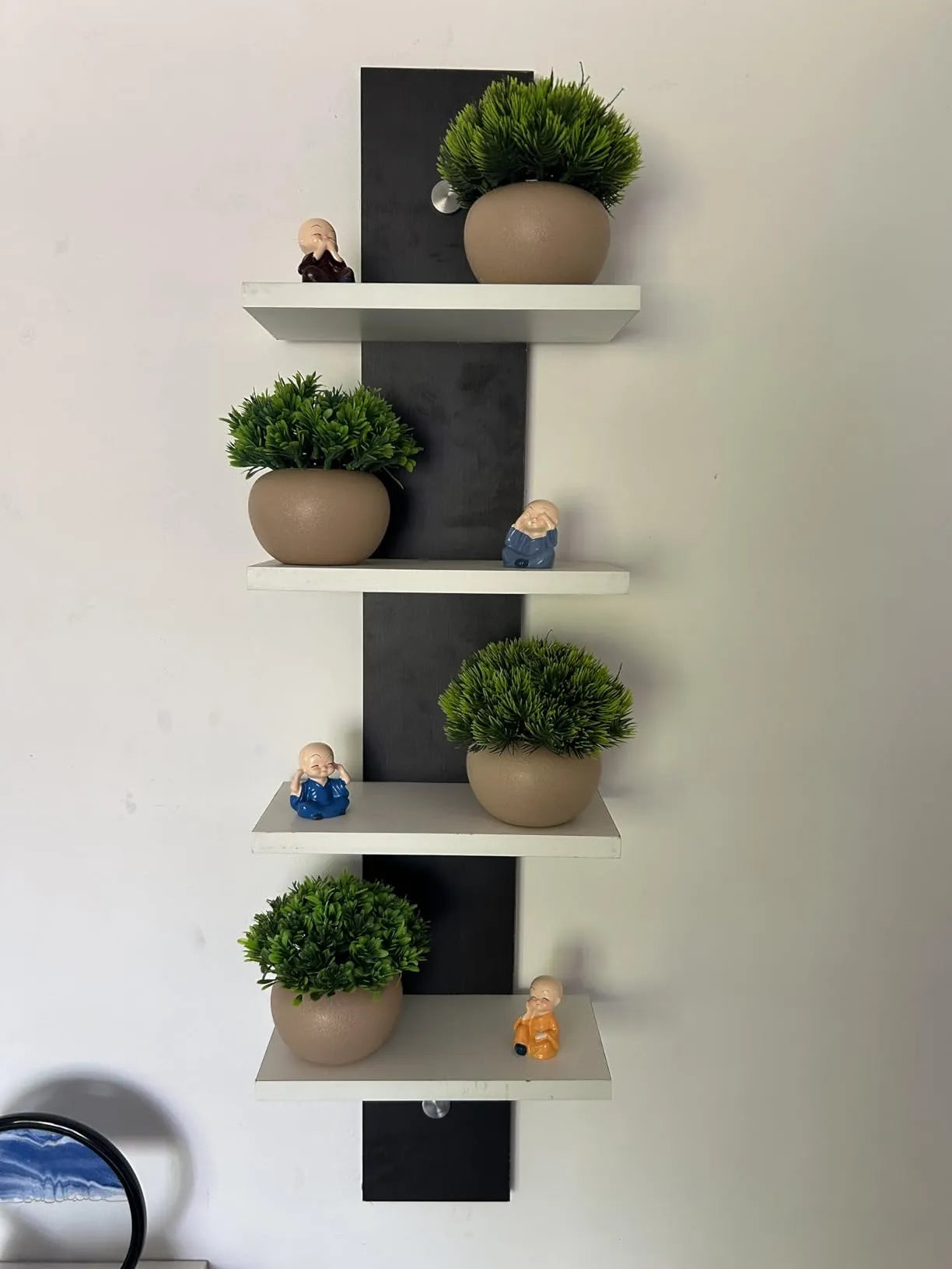 Mini Buddha Monk Statues Set of 4  – Peaceful Decorative Showpieces for Home, Car Dashboard & Gifting