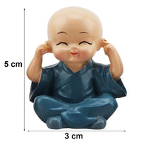 Mini Buddha Monk Statues Set of 4  – Peaceful Decorative Showpieces for Home, Car Dashboard & Gifting