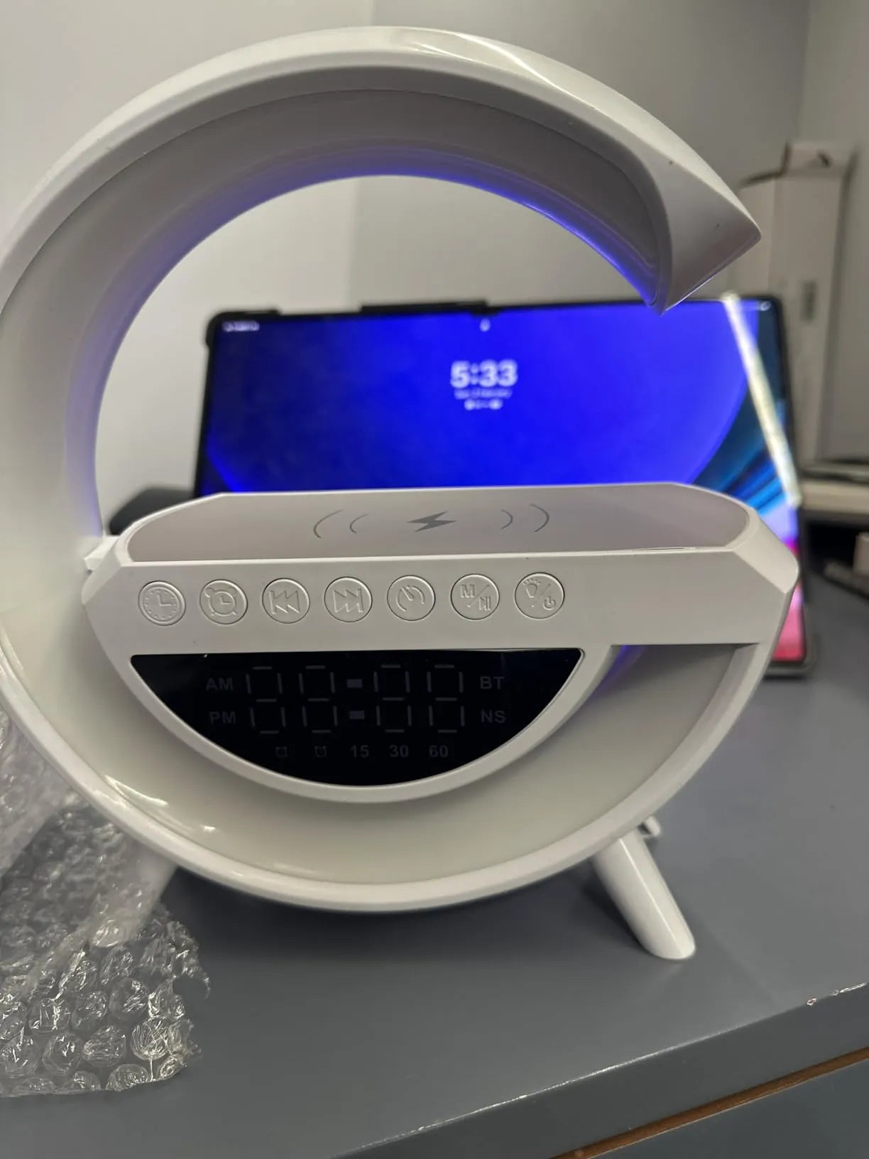 G Speaker Lamp - APP Control 3-in-1 Bluetooth Speaker with Wireless Charging, RGB Light, Sunrise Alarm Clock for Bedroom