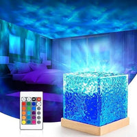 Dynamic Rotating Water Ripple Night Light, Color Changing Crystal Lamp with Remote