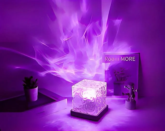 Dynamic Rotating Water Ripple Night Light, Color Changing Crystal Lamp with Remote