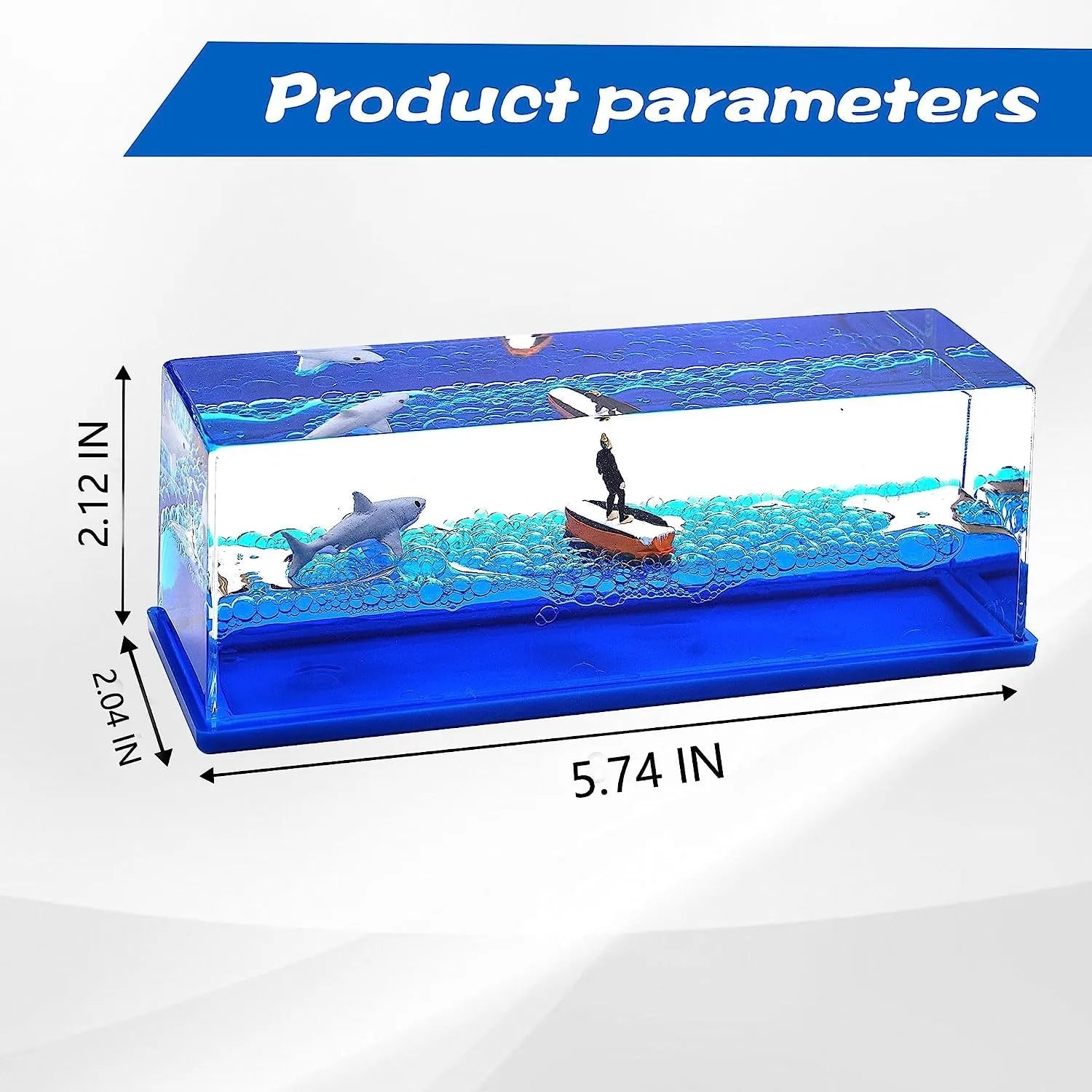 Floating Man vs Shark Water Tank Paperweight – Anti-Stress Liquid Motion Decor Toy for Office, Desk & Gifts – Unsinkable Diver Optical Illusion