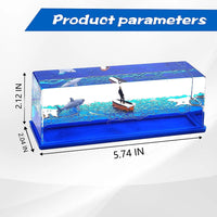 Floating Man vs Shark Water Tank Paperweight – Anti-Stress Liquid Motion Decor Toy for Office, Desk & Gifts – Unsinkable Diver Optical Illusion