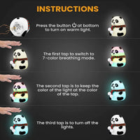 Silicone Baby Panda Night Lamp – Cute Rechargeable LED Bedside Light | 7-Color Changing Lamp for Bedroom & Gifting