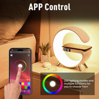 G Speaker Lamp - APP Control 3-in-1 Bluetooth Speaker with Wireless Charging, RGB Light, Sunrise Alarm Clock for Bedroom