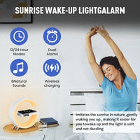 G Speaker Lamp - APP Control 3-in-1 Bluetooth Speaker with Wireless Charging, RGB Light, Sunrise Alarm Clock for Bedroom