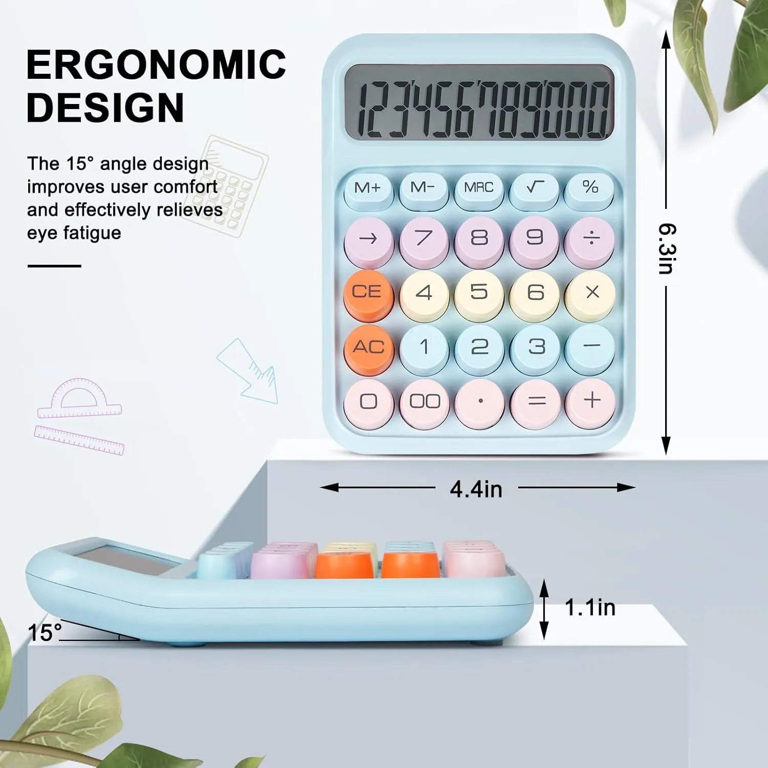 Retro Mechanical Calculator with Colorful Keys – Manual Push-Button Math Machine for Students, Teachers, and Decor – No Batteries Needed