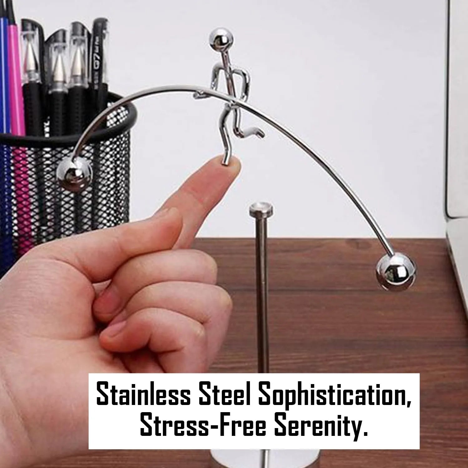 Gravity Balance Kinetic Desk Toy – Stainless Steel Spinning Orbit Sculpture for Focus, Stress Relief & Decor