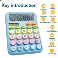 Retro Mechanical Calculator with Colorful Keys – Manual Push-Button Math Machine for Students, Teachers, and Decor – No Batteries Needed