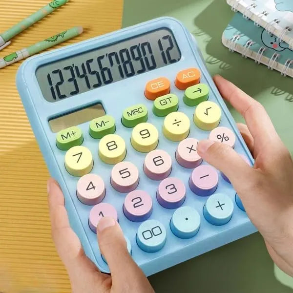 Retro Mechanical Calculator with Colorful Keys – Manual Push-Button Math Machine for Students, Teachers, and Decor – No Batteries Needed