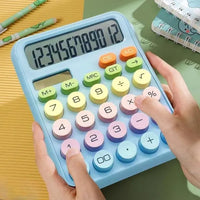 Retro Mechanical Calculator with Colorful Keys – Manual Push-Button Math Machine for Students, Teachers, and Decor – No Batteries Needed