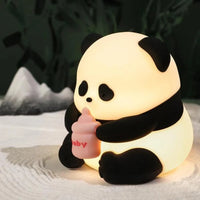 Silicone Baby Panda Night Lamp – Cute Rechargeable LED Bedside Light | 7-Color Changing Lamp for Bedroom & Gifting