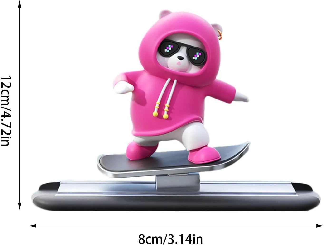 Sliding Bear Dashboard Toy – Wind-Up Skateboard Animal Figurine for Car Decor, Home Shelf & Desk Fun – No Battery Motion Ornament