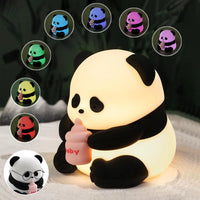 Silicone Baby Panda Night Lamp – Cute Rechargeable LED Bedside Light | 7-Color Changing Lamp for Bedroom & Gifting