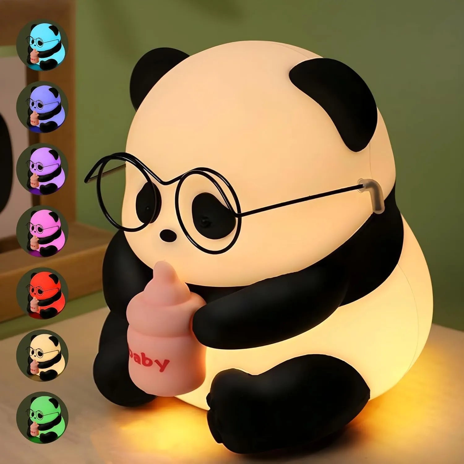 Silicone Baby Panda Night Lamp – Cute Rechargeable LED Bedside Light | 7-Color Changing Lamp for Bedroom & Gifting