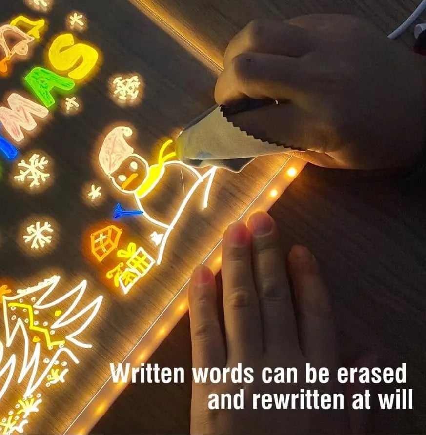 GlowNote Mini – 13 cm  message board  with 6 pens LED Message Board with Neon Pens