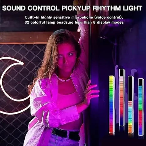 RGB Rhythm LED Light Bar – Sound Reactive Music Ambient Strip with Multiple Modes for Desks, Cars, Setups & Parties – USB Powered Audio Pickup Light